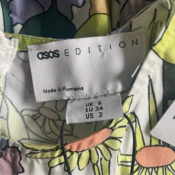 ASOS Floral Midi Dress - Green and Purple - Picture 7 of 12